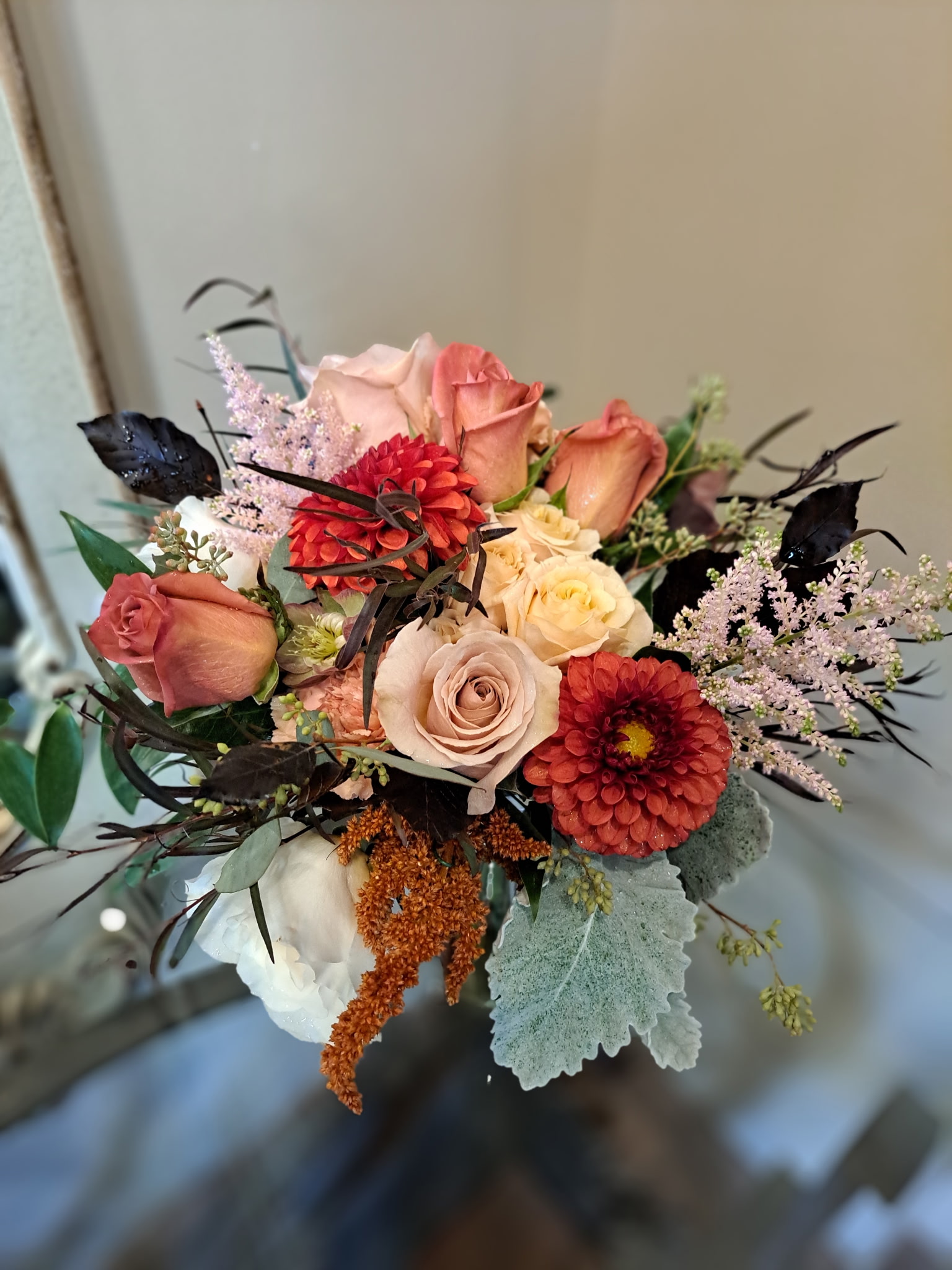 Bridesmaid bouquets designed for Cleveland wedding by Segelin’s Flowers