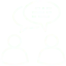 Icon of two people discussing findings during homeowner consultation