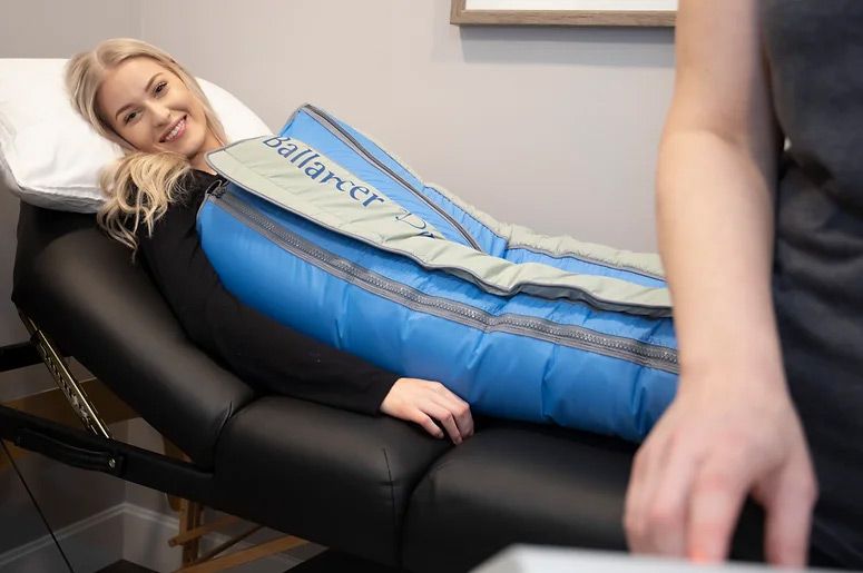 Lymphatic drainage compression therapy session for recovery