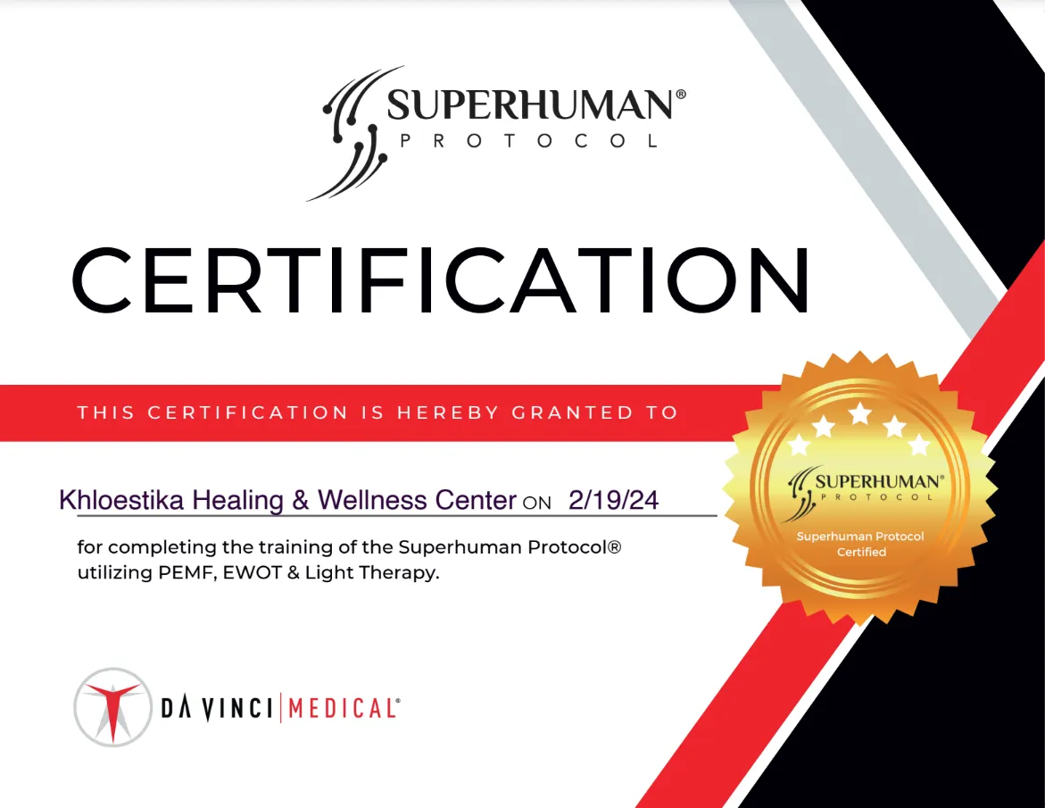 Khloestika Healing & Wellness Center Superhuman Protocol certification