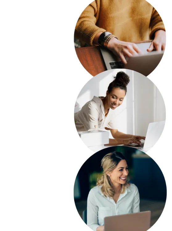 Three circle images of women business owners