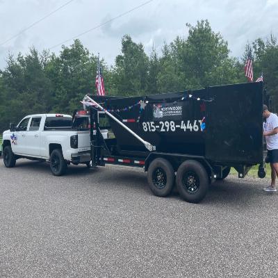 Dumpster rental trailer with logo