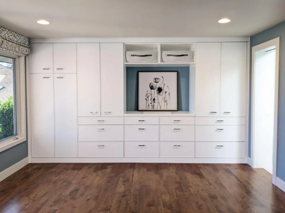 Contemporary Seattle condo kitchen with matte-gray cabinets