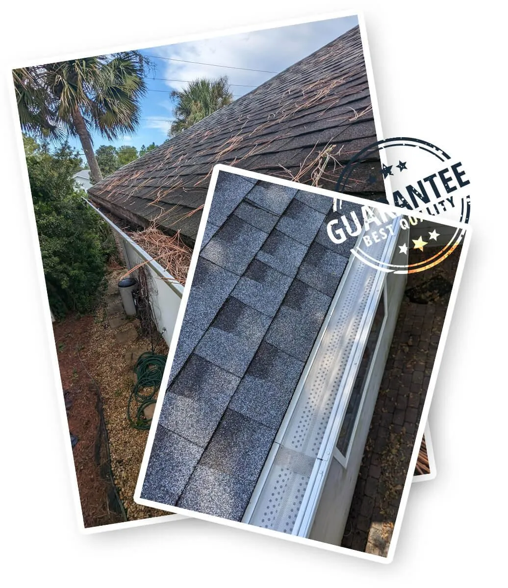 Clean Gutter Protection mesh guard installed over a seamless gutter system for debris-free performance.