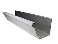 K-style gutter with flat back and decorative front resembling crown molding, known for high water capacity and suitability for modern homes