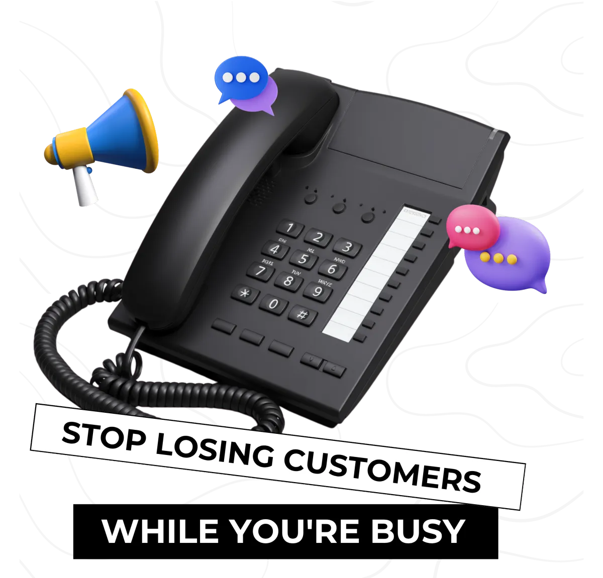Automated phone system showing missed call text response for local businesses on the Main Line