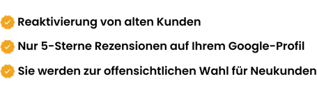 Reaktivierung von alten Kunden. Nur 5-Sterne Rezensionen auf Ihrem Google-Profil.