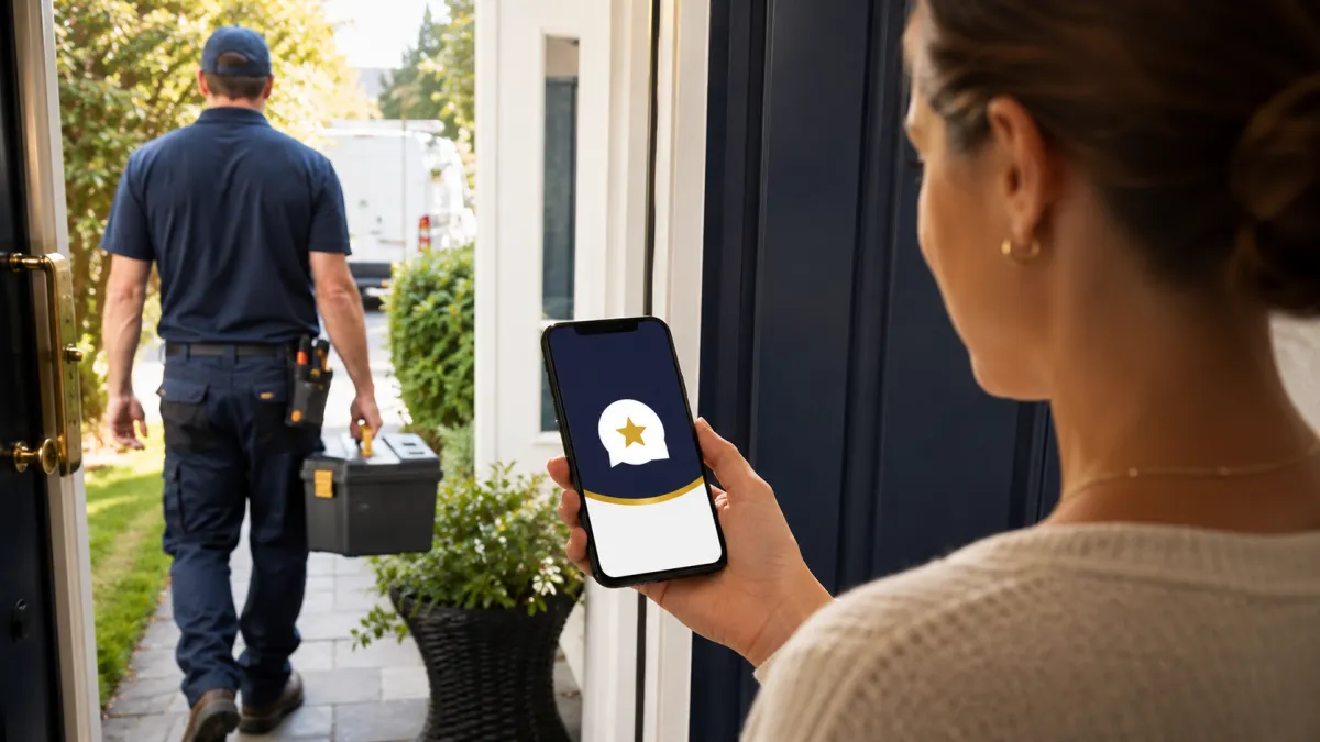 Customer receiving a timely review request after a local service provider completes the job.