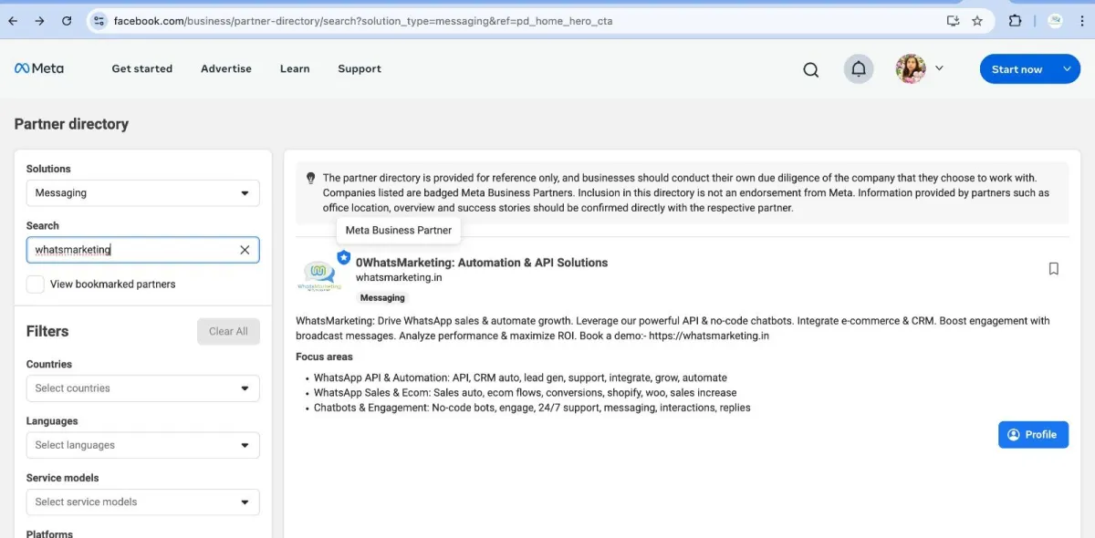 Meta Partners whatsmarketing