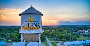 View of Celina tx water tower