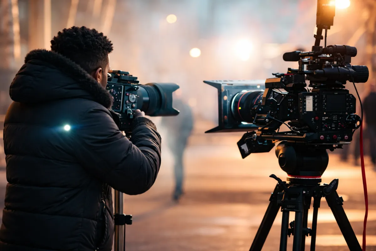 three person standing near wall inside building