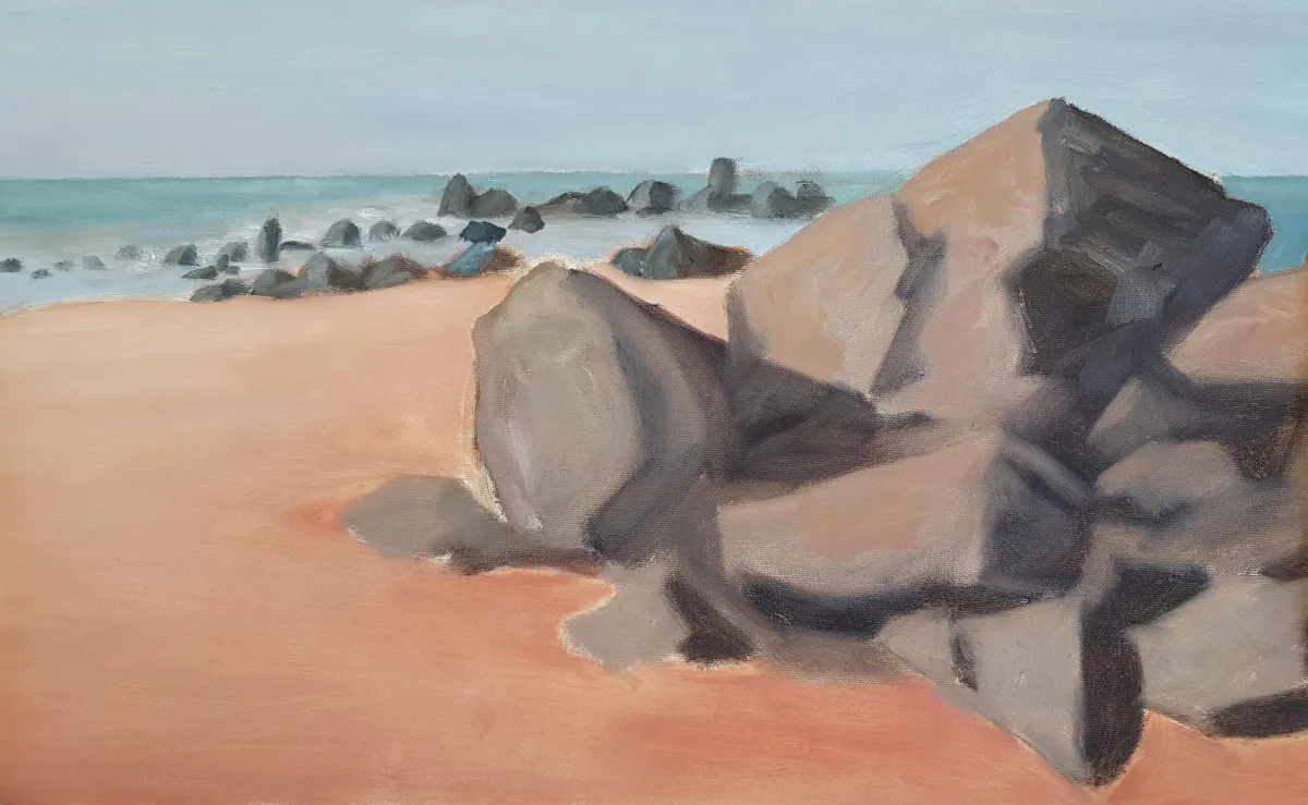 Ghanaian beach landscape oil painting 