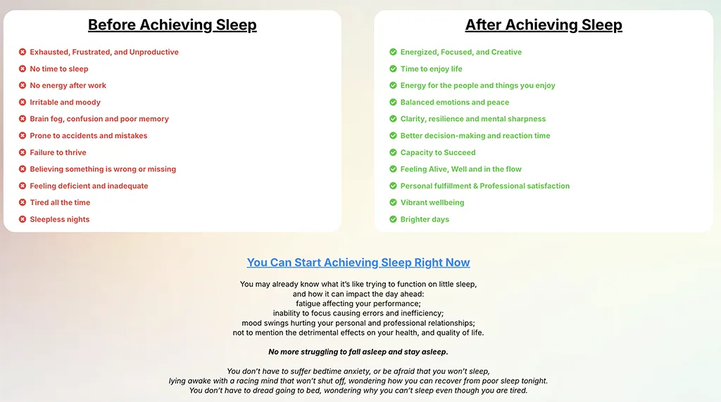 Before and After Achieving Sleep