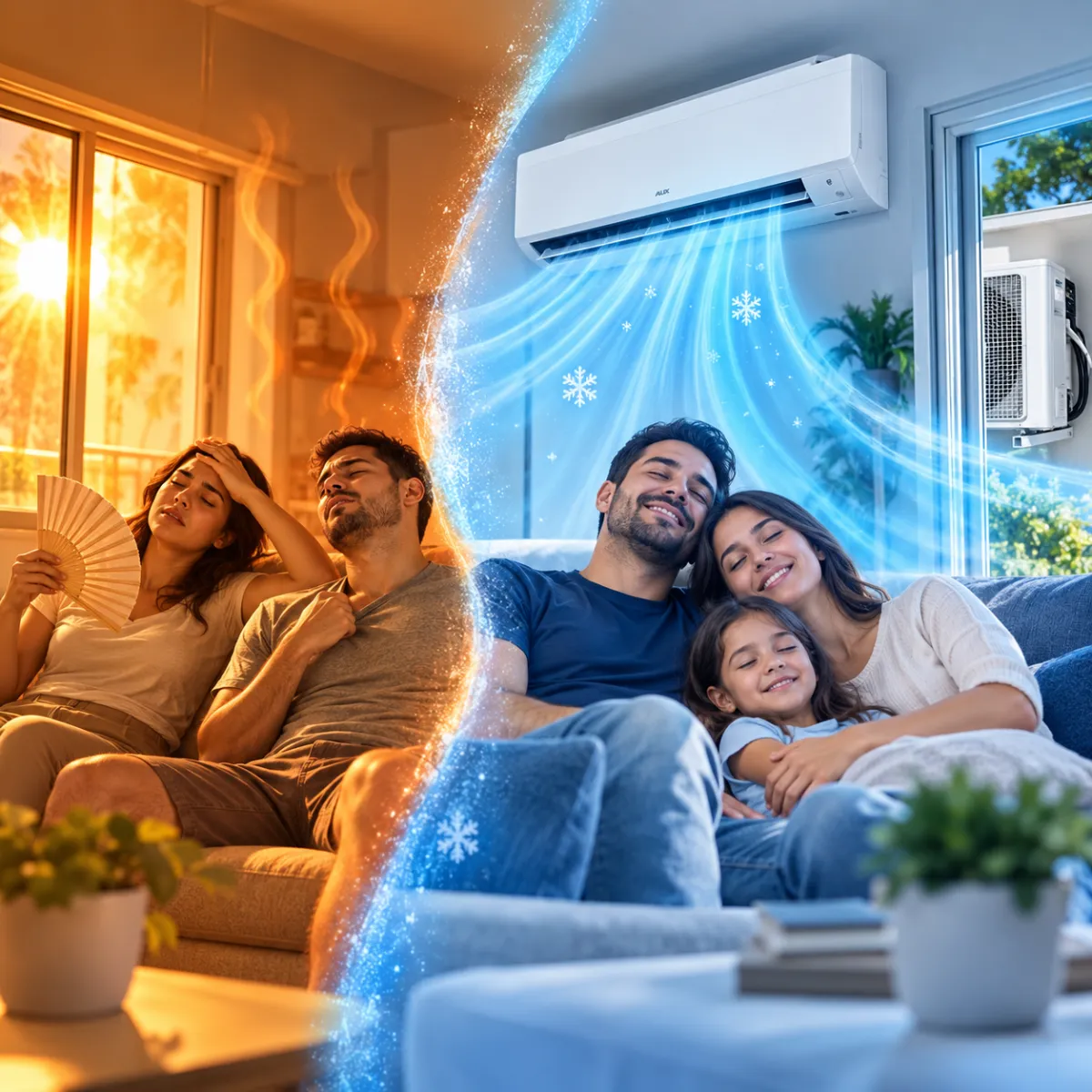 Interior residencial sofocado por calor debido a falla en el sistema de aire acondicionado