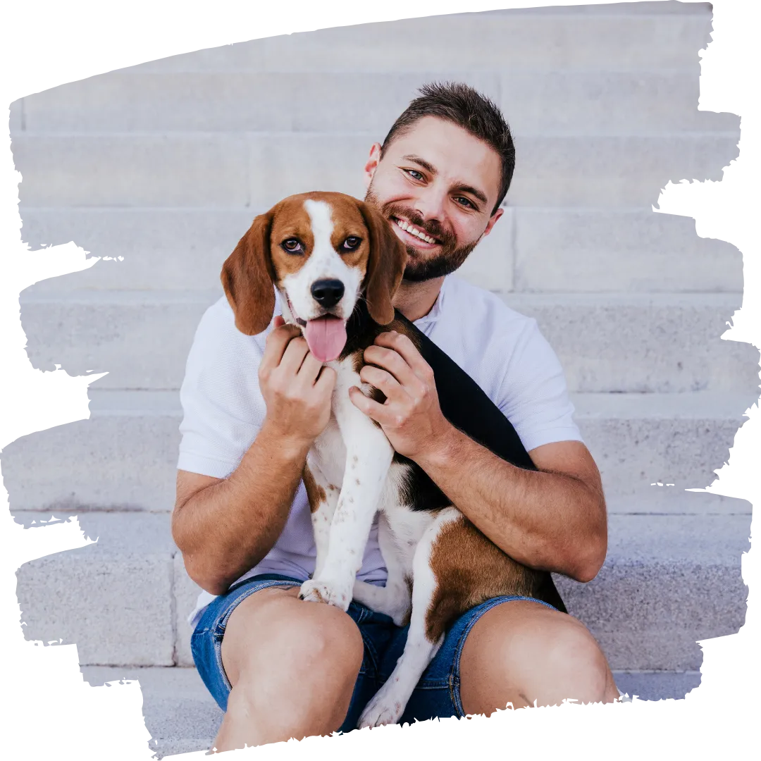 Friendly dog owner representing a local pet wast business removal