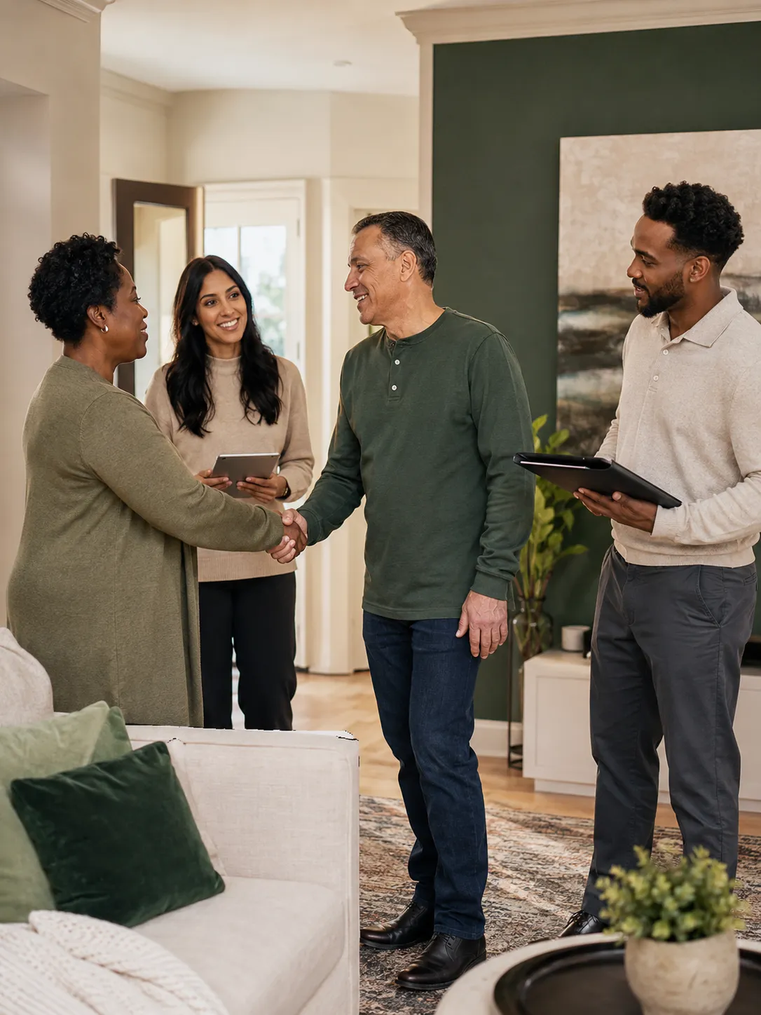 realistic multicultural owners in a premium residential care setting
