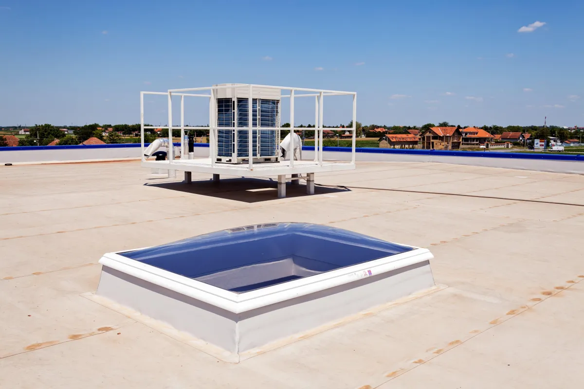 roofing, fully renovated flat roof on display