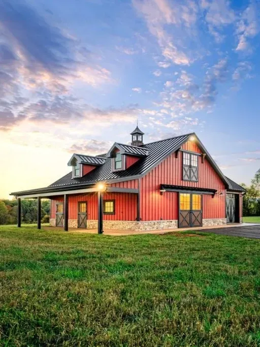 Custom-built workshop with post-frame construction