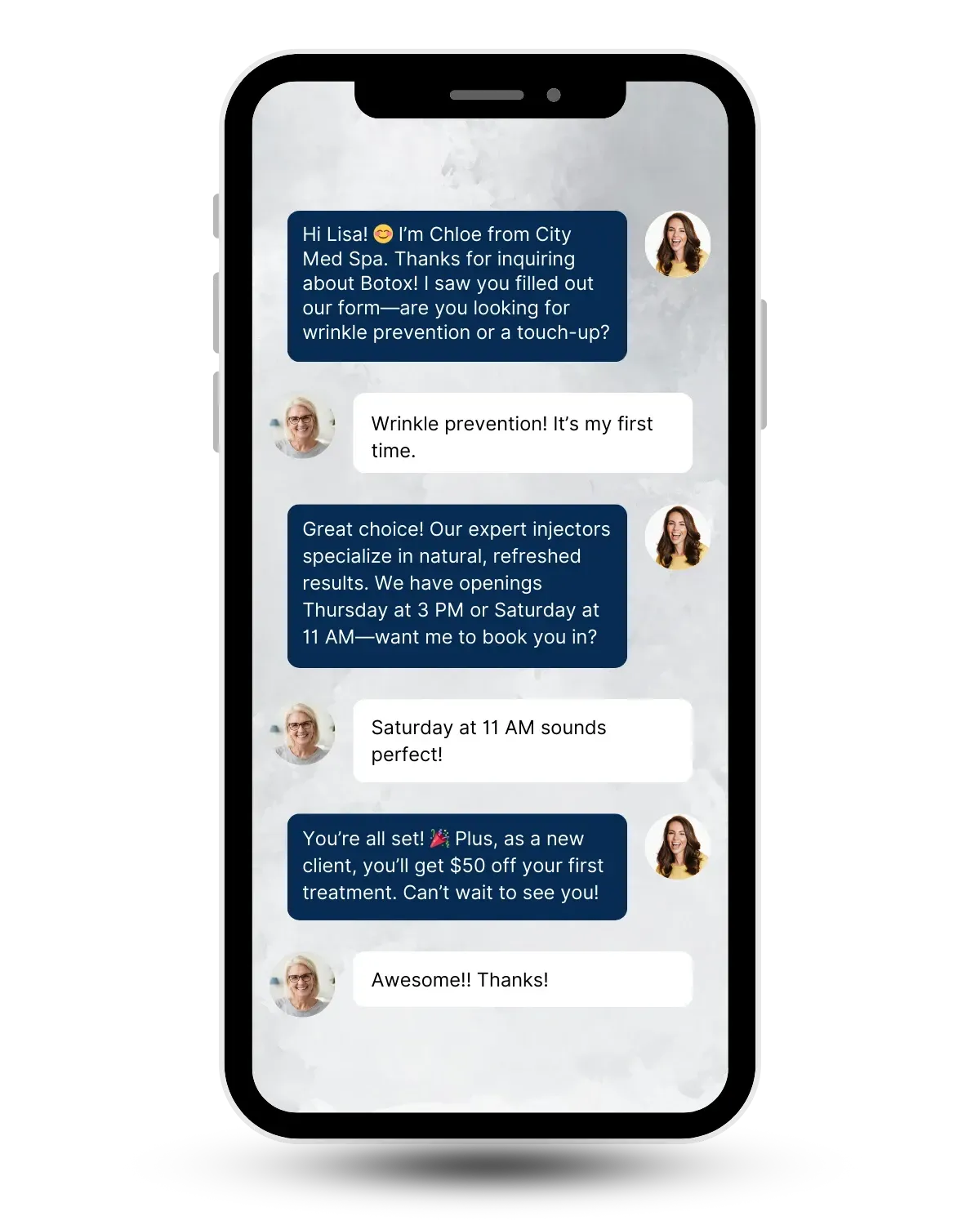 Conversational AI example on a mobile phone.