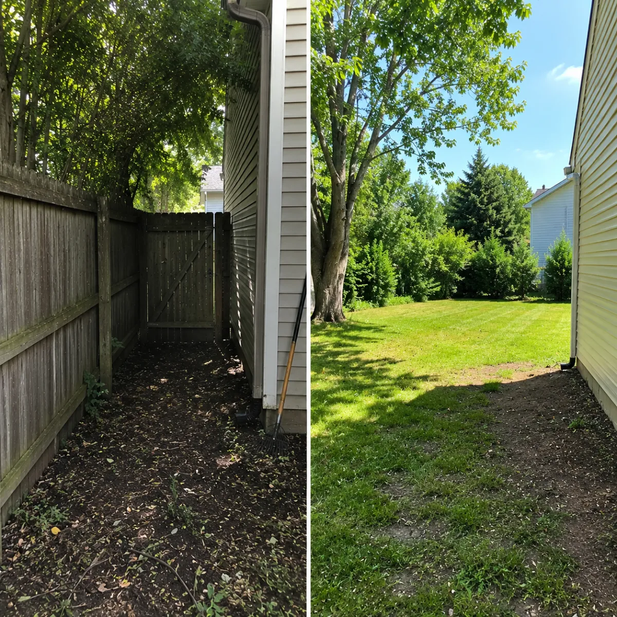 Photo of a wood or chain-link fence being removed