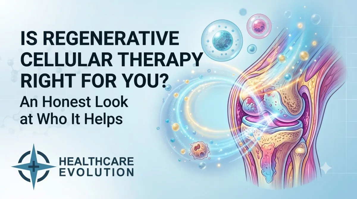 Is It Right for You banner from Healthcare Evolution, introducing an honest guide to who Regenerative Cellular Therapy helps near St. Louis.