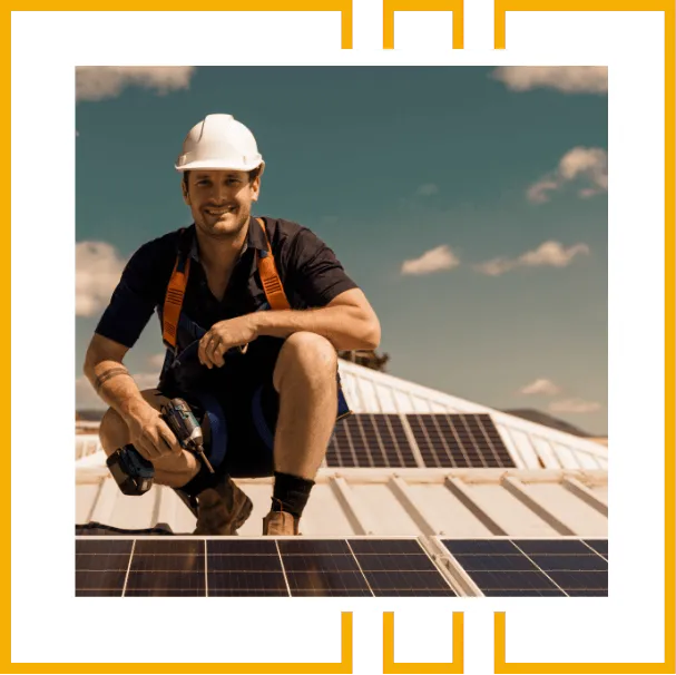 solar installer man on a roof