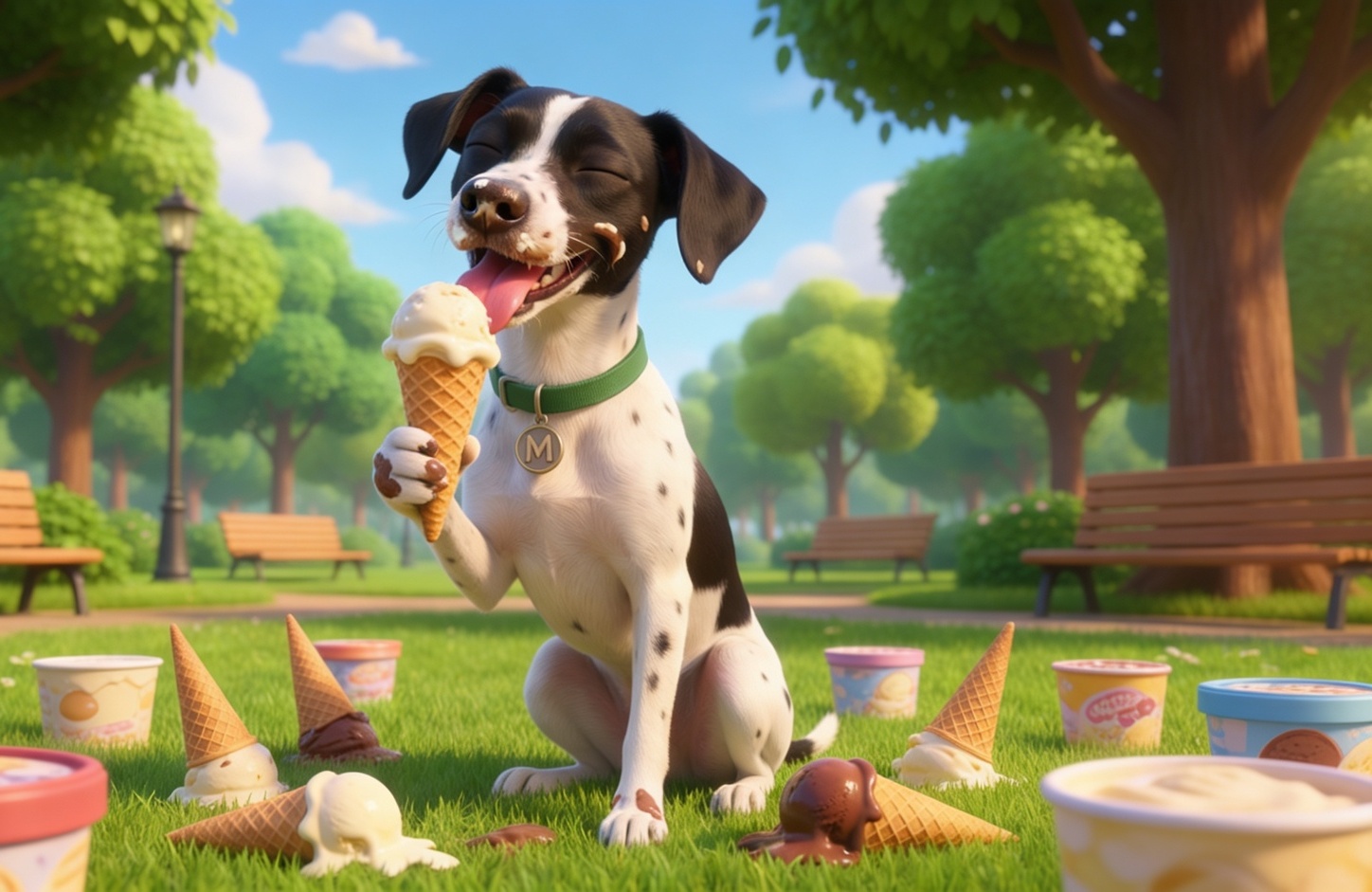 Perro disfrutando de un helado casero