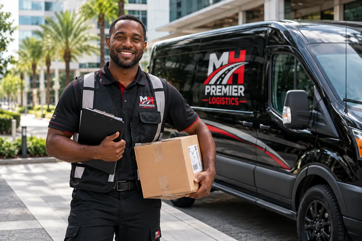Modern high-roof commercial cargo van for secure courier parcel delivery