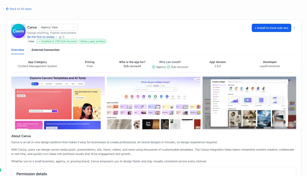 Canva designs available inside media storage