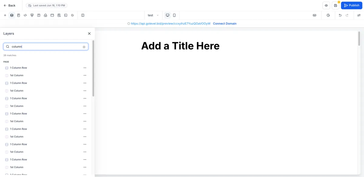 Searching the layers panel and finding an element by name