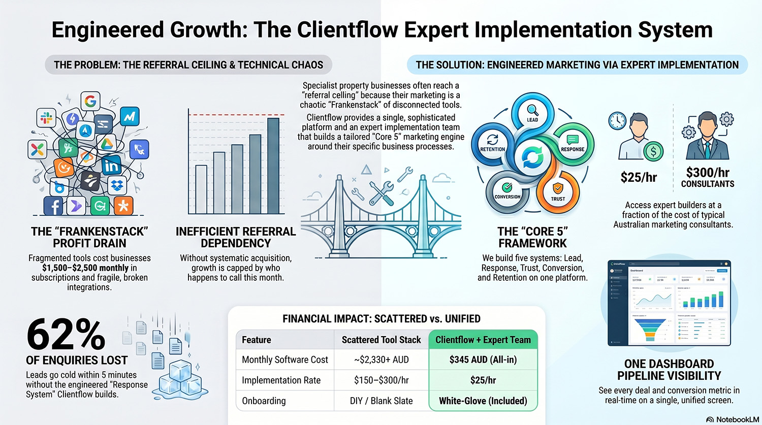 Engineered Marketing - The Clientflow System infographic