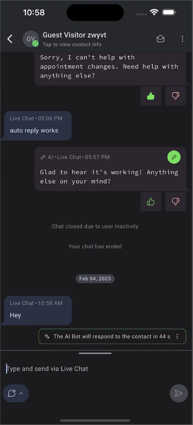 Conversation AI running in the mobile app Conversation AI running in the mobile app