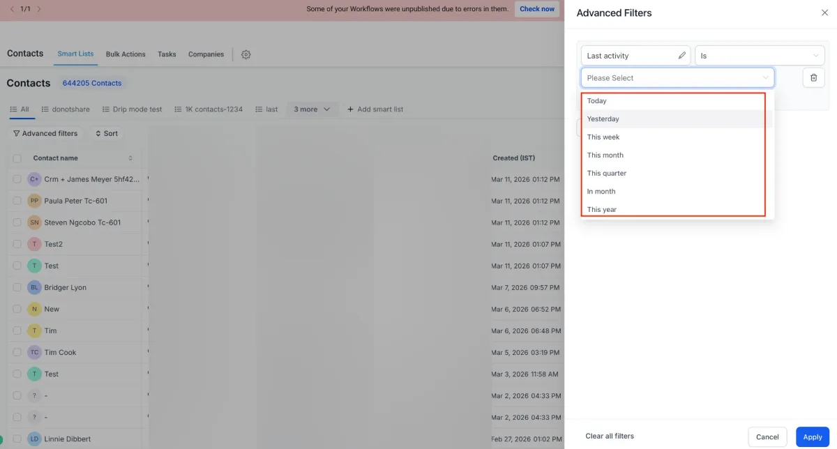 The rebuilt advanced filters interface