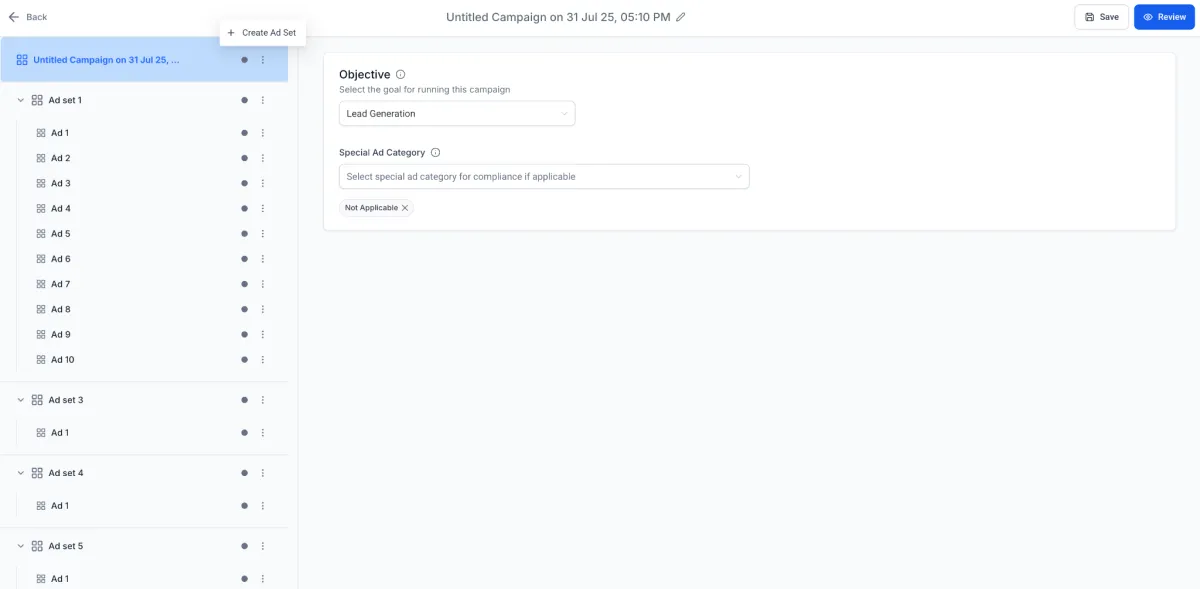 The campaign, ad set and ad hierarchy in Ad Manager The campaign, ad set and ad hierarchy in Ad Manager