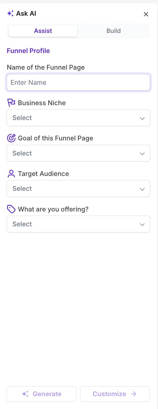 The AI Studio page builder in Clientflow