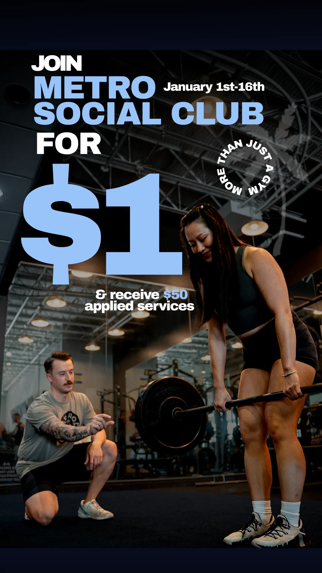 Join metro for social club for 1$