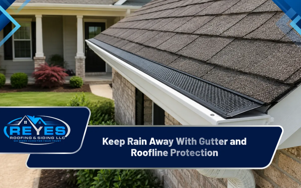 Gutter and roofline protection system installed along a home roof
