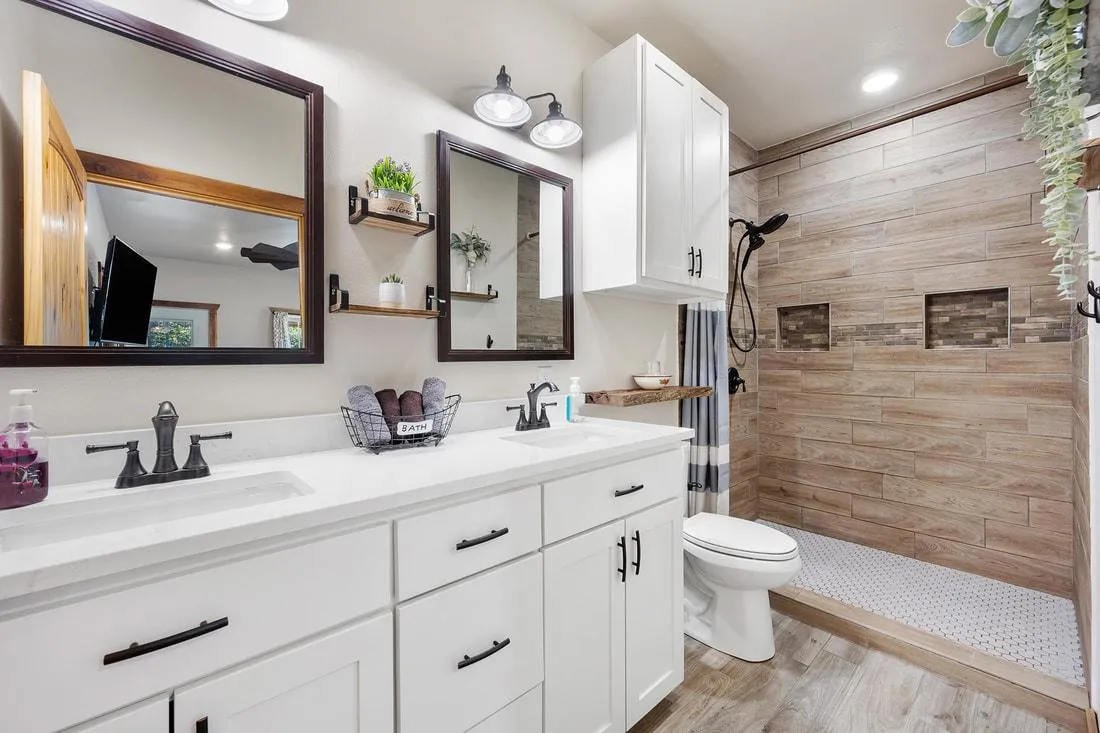 Infinity Premiere Services walk-in shower replacement in Northwest Ohio - modern bathroom remodel with custom tile shower in Toledo and Perrysburg