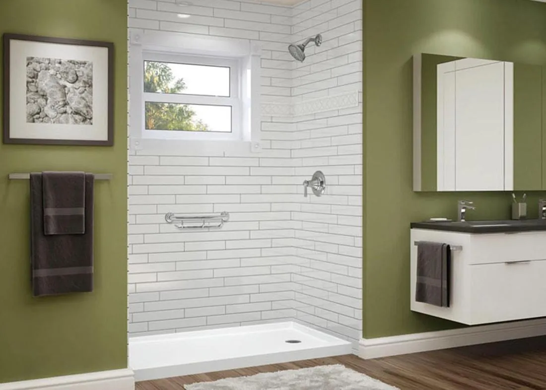 Infinity Premiere Services bathroom remodel in Northwest Ohio - modern shower upgrade with stylish wall tile in Oregon Ohio