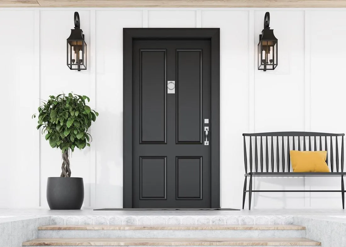 Infinity Premiere Services affordable door replacement in Northwest Ohio - modern black entry door installation for homes in Maumee and Toledo
