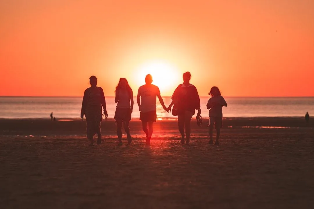 Family walking on the beach