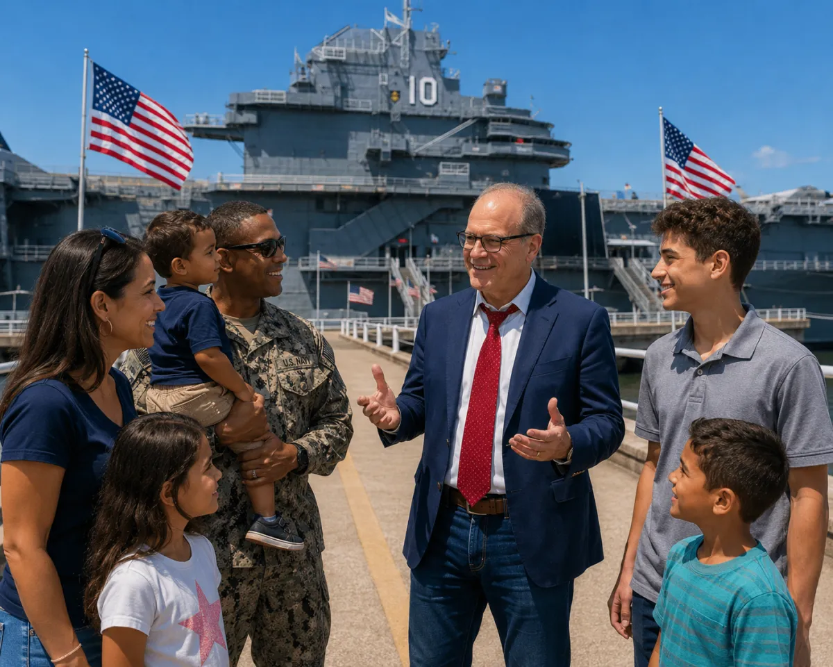 Kendal meets with Vet family at USS Yorktown