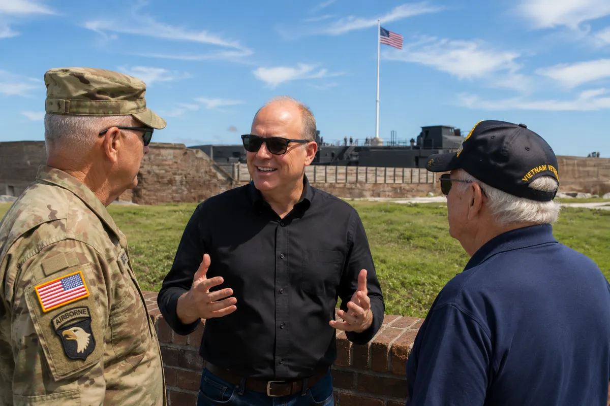 Kendal meets with 2 veterans at Ft.Sumpter 