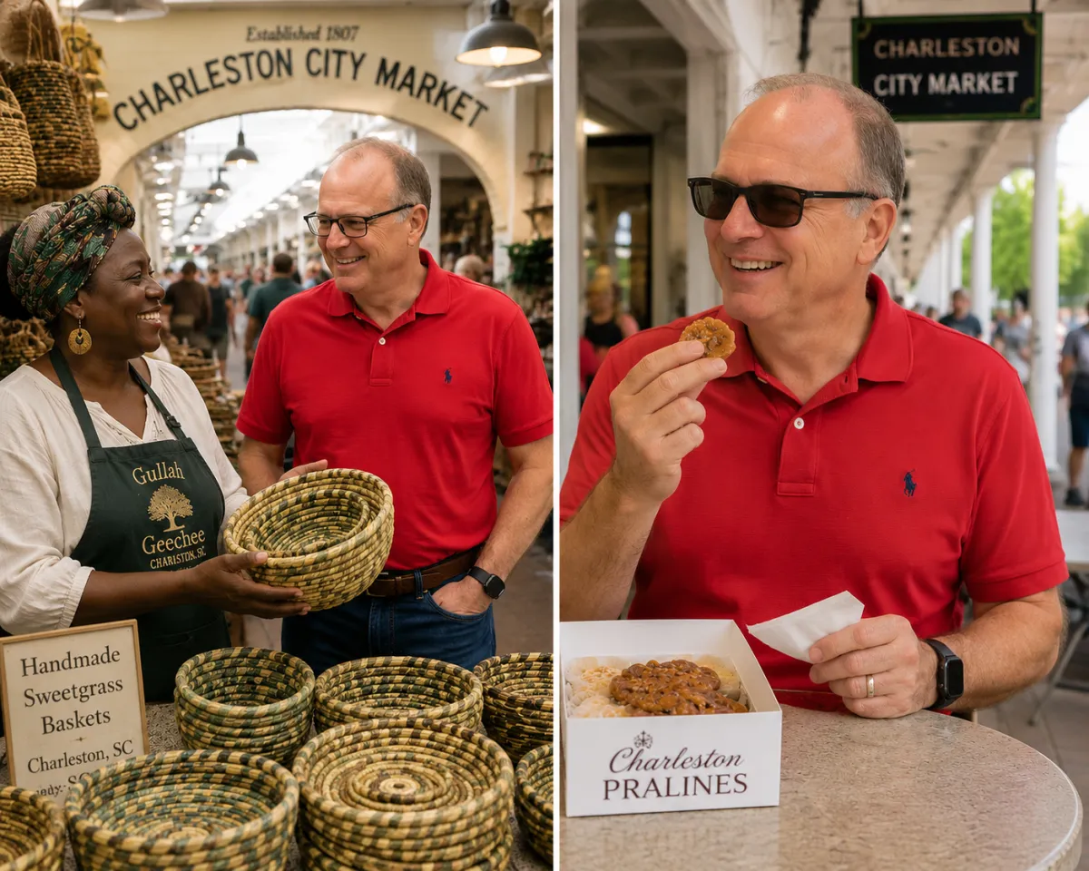 Kendal checks out vendors at Charleston Market