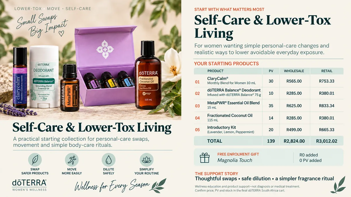 Self-care and lower-tox living support for women with natural personal care and everyday wellness products