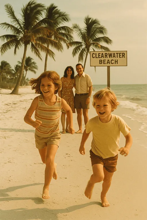 Family growing up on Clearwater Beach in the 1970s