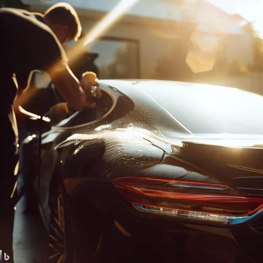 Cleaning black car