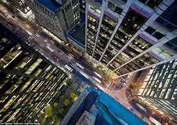 Aerial city view of skyscrapers and streets, symbolizing business and personal growth transformation with hypnosis.