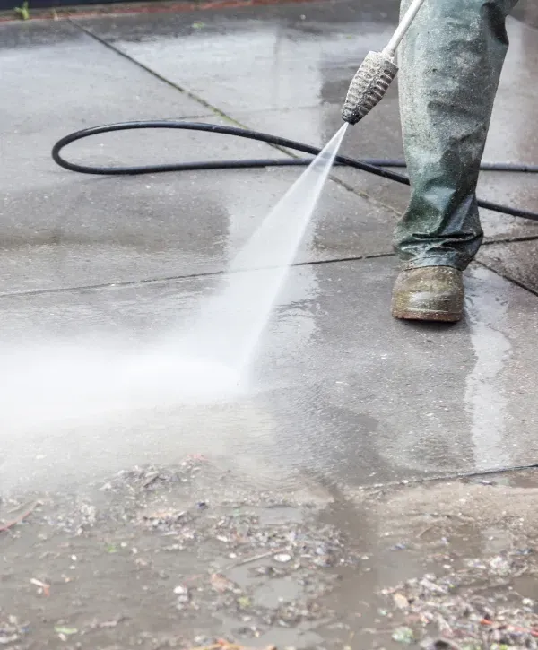 Clean brick home exterior after professional pressure washing service