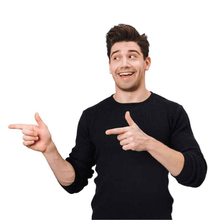 Professional directing attention to LexAutomate contact information for law firm automation services